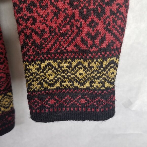 Vintage Norwear Cardigan Womens S Icelandic Red Wool Button Up Nordic Fair Isles - Picture 5 of 16